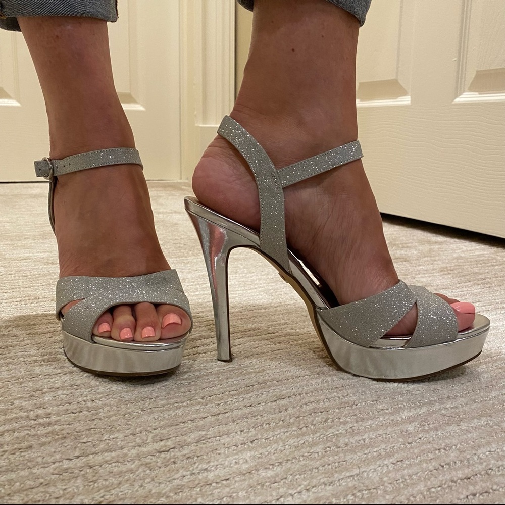 Nina Silver Platform Stiletto - Size 8